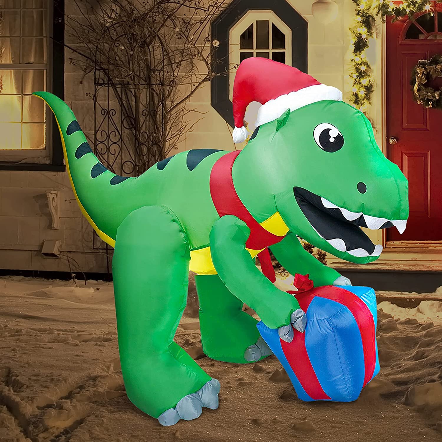 Joiedomi 5-Foot Inflatable Christmas Dinosaur