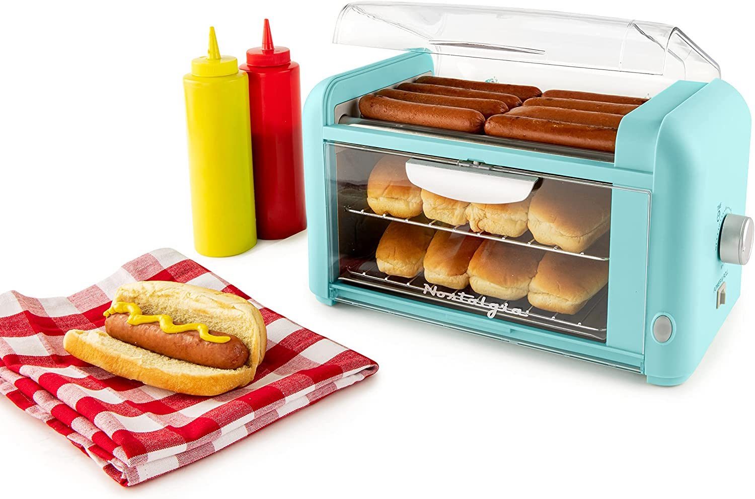 Nostalgia Extra Large 8 Hot Dog Roller &amp; Bun Warmer