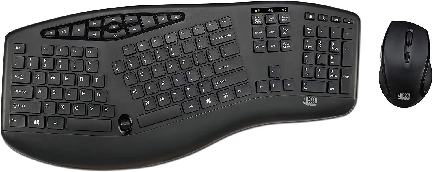 Adesso Tru-Form Media 1600 Wireless Ergonomic Keyboard