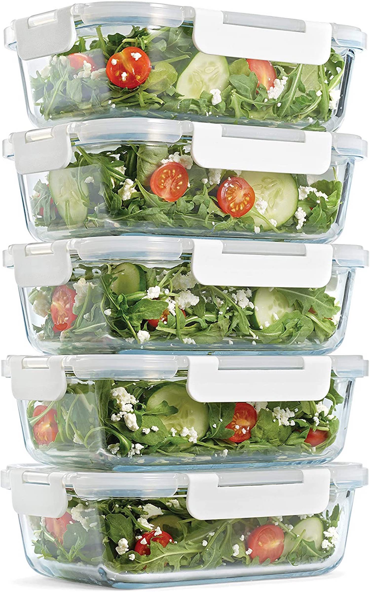 Razab HomeGoods razab 30 piece (15 containers,15 lids) glass food storage  or lunch box containers w/airtight lids - microwave/oven/freezer & di