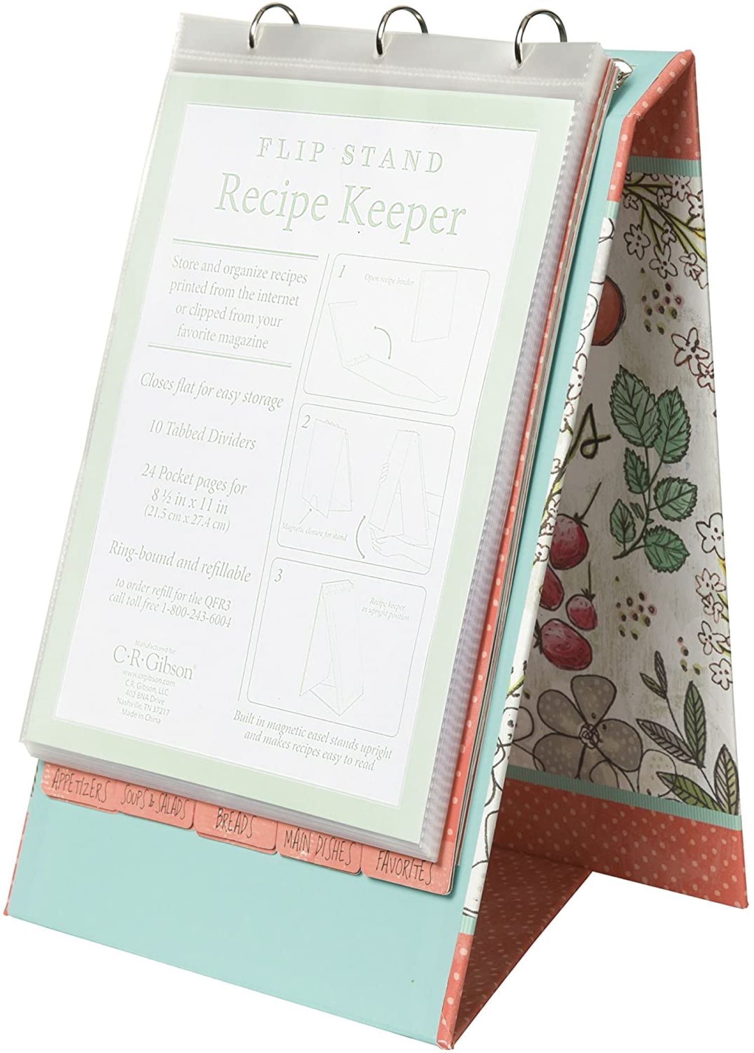 C.R. Gibson Vertical Recipe Keeper