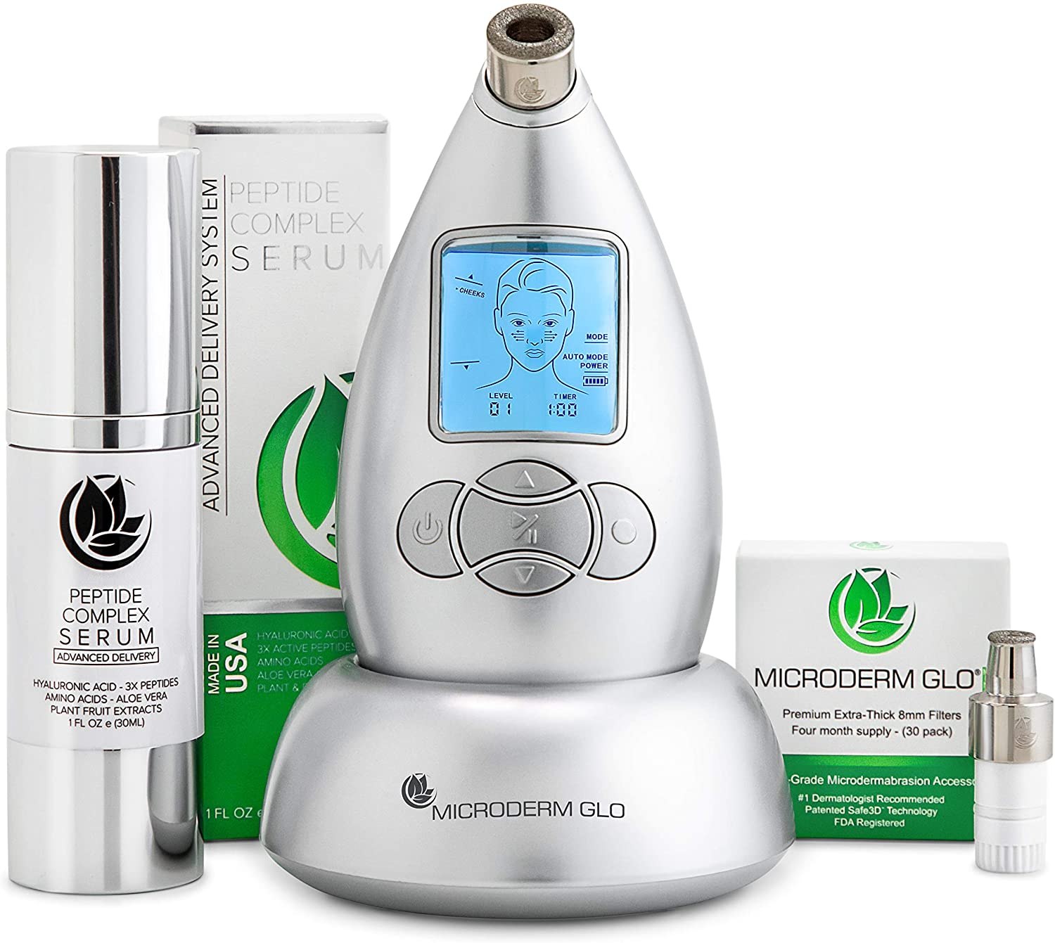 Microderm GLO Premium Skincare Microdermabrasion System Bundle