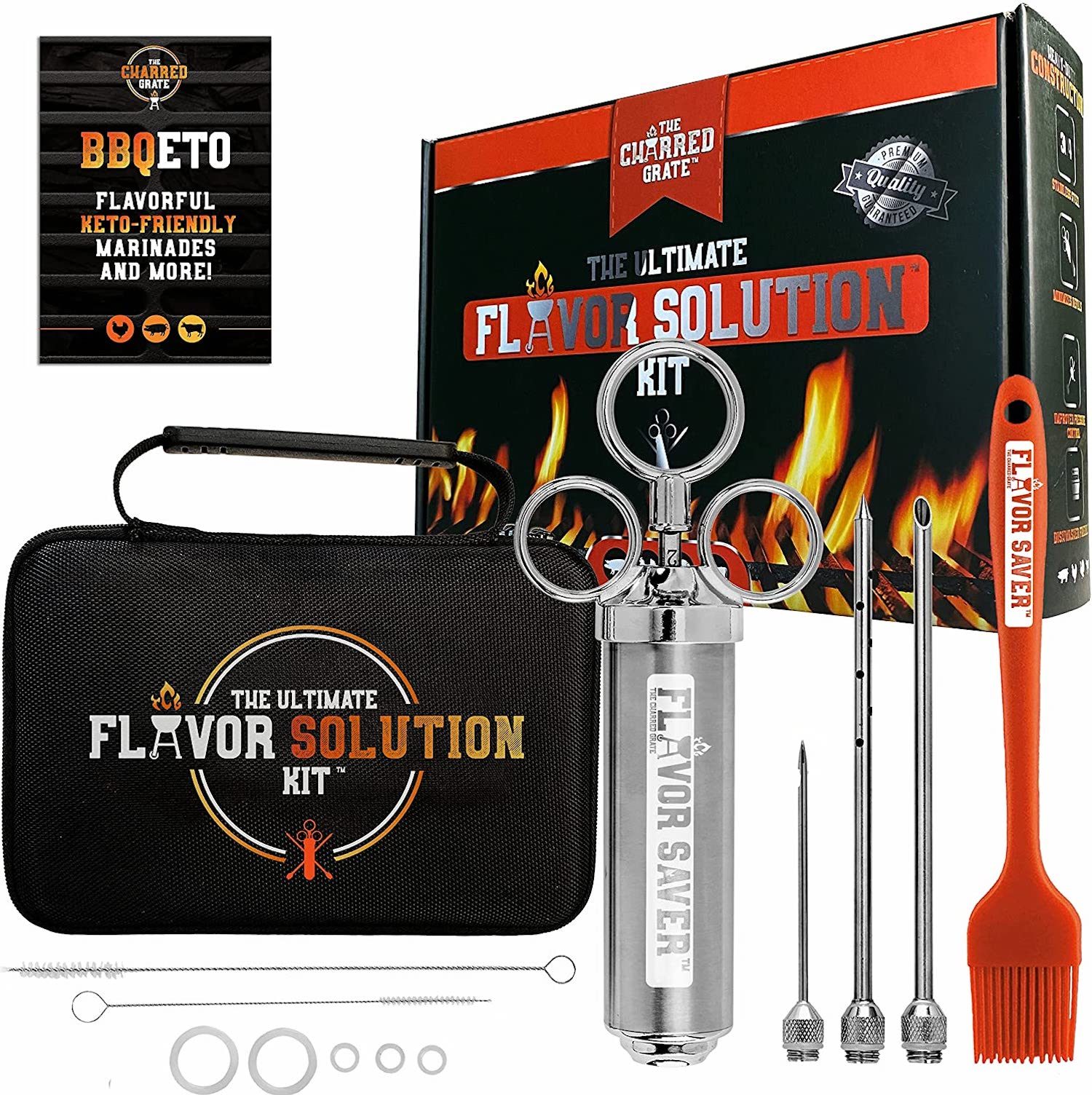The Charred Grate Stainless Steel Meat Injector Kit
