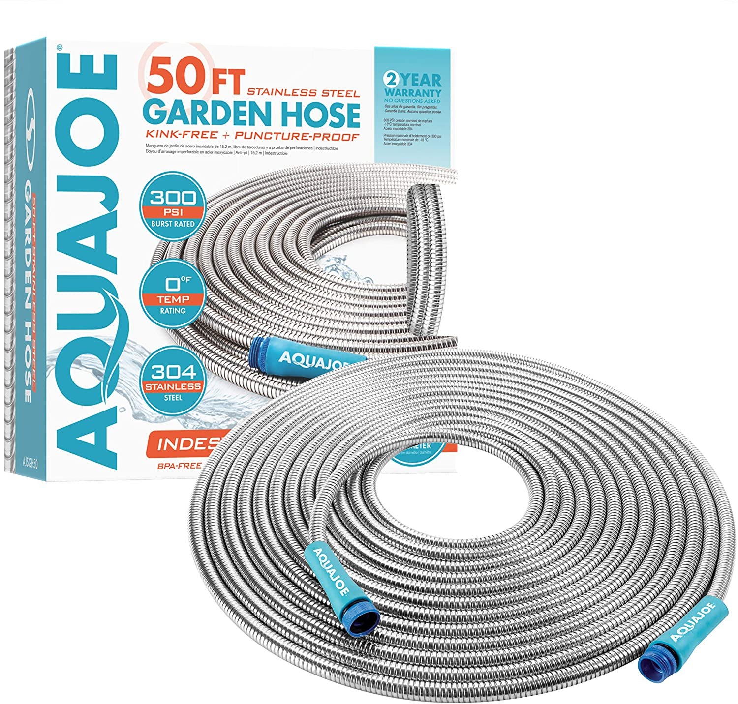 Aqua Joe Stainless-Steel Garden Hose