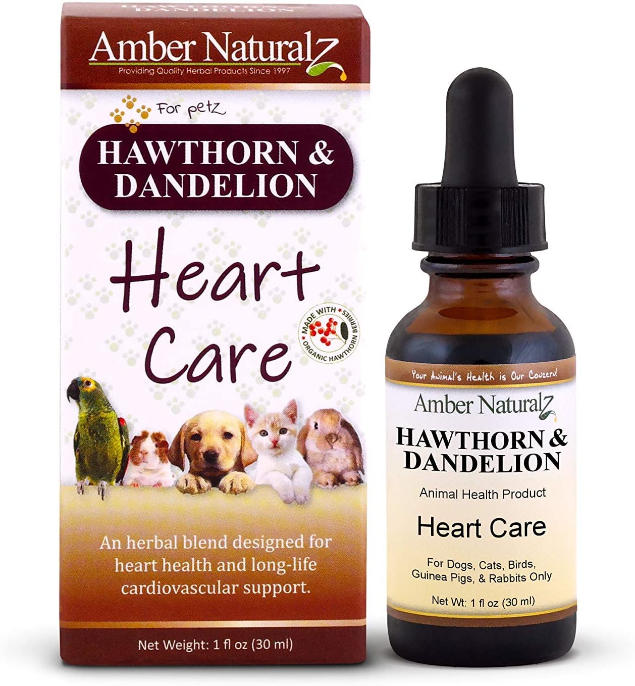 Amber NaturalZ Hawthorn and Dandelion Heart Care for Petz