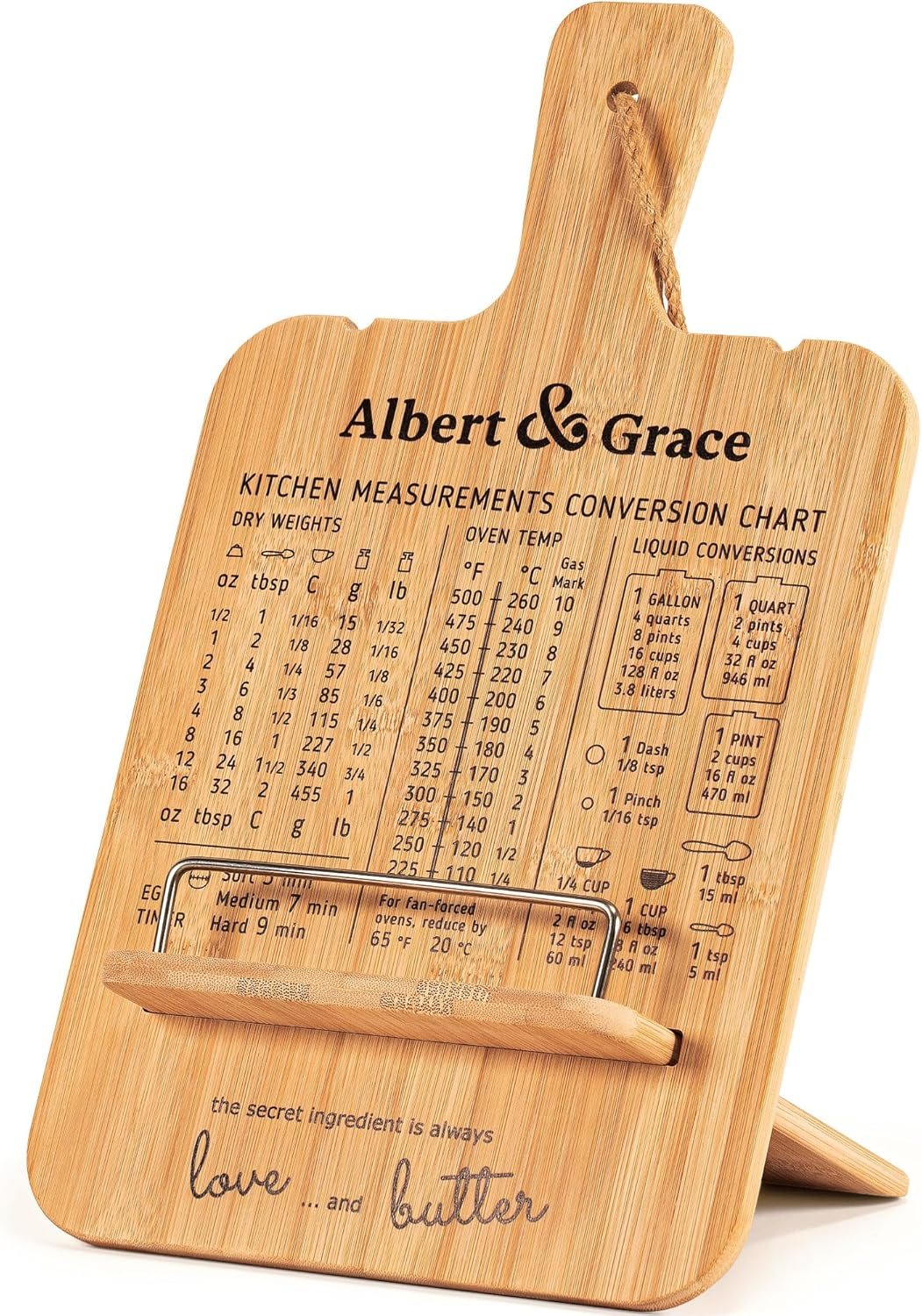 Albert &amp; Grace Adjustable Bamboo Cookbook Stand