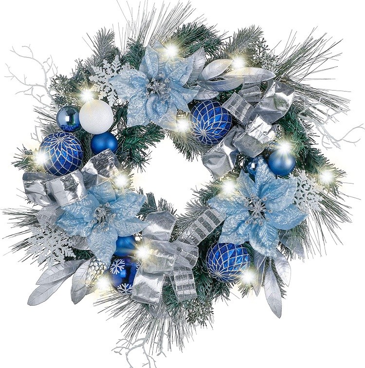 Valery Madelyn Pre-Lit 24-inch Winter Wishes Lighted Christmas Wreath