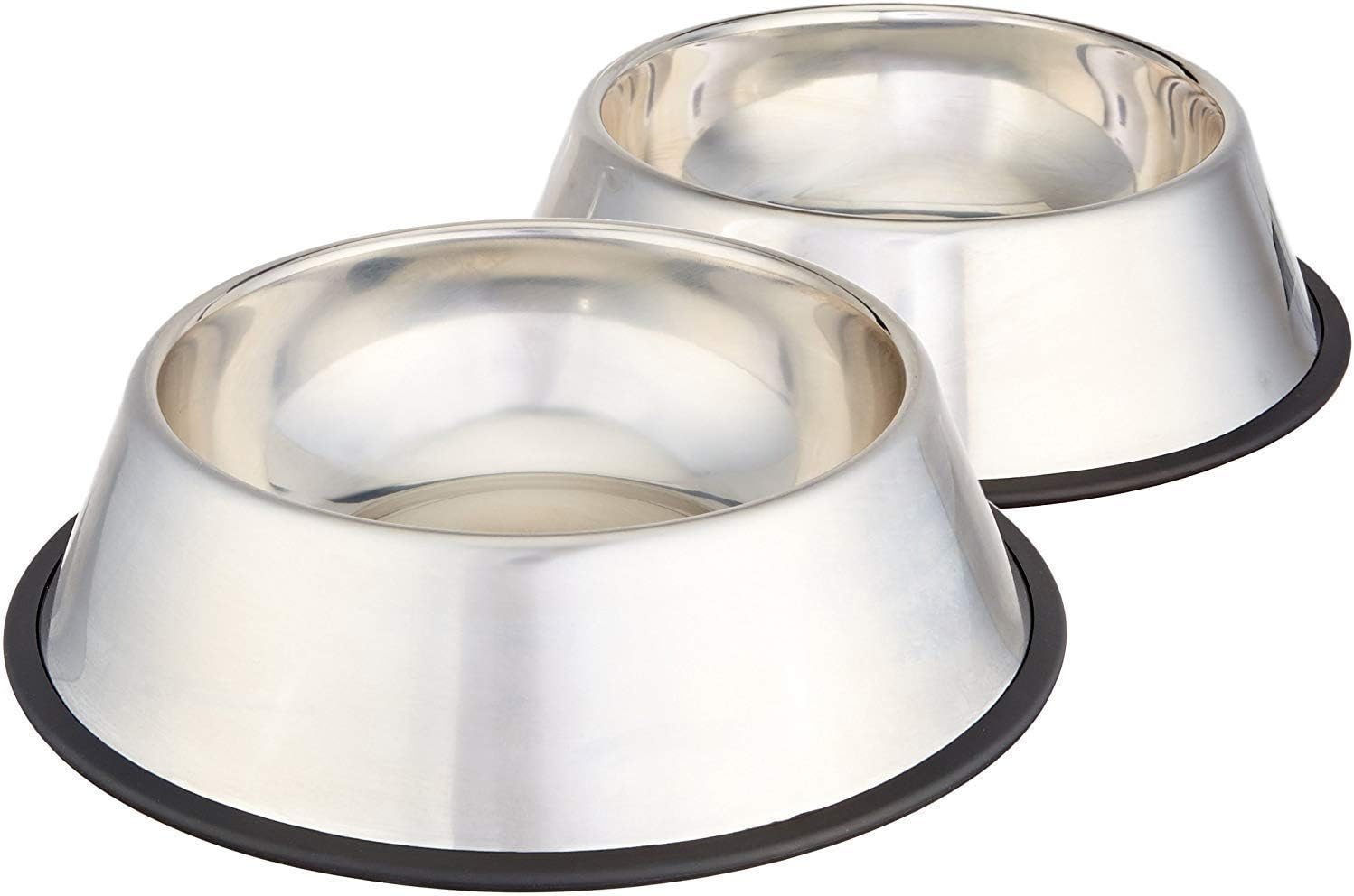 Amazon Basics Stainless Steel Non-Skid Dog Water And Food Bowls, 2-Pack