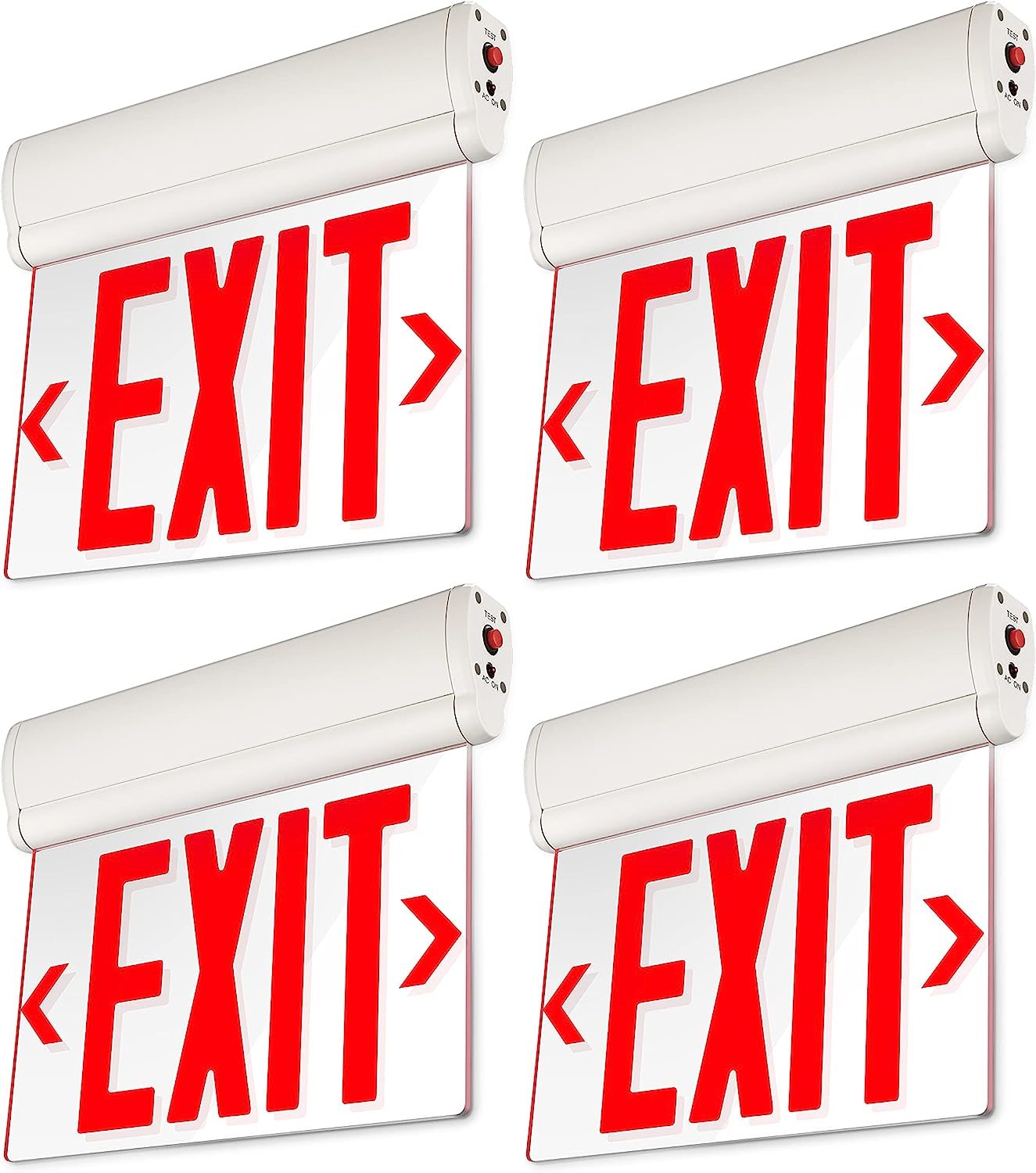 LeonLite Battery-Powered Emergency Exit Sign w/ Lights, 4 Pack