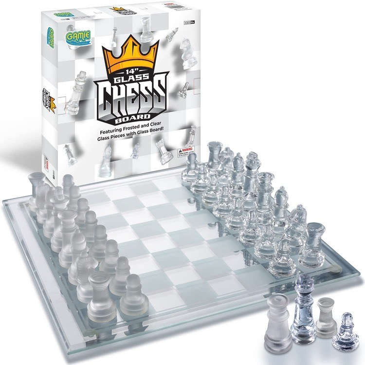 Play Kreative Glass Chess Games Set - 14 Chess Game Great Present for  Children