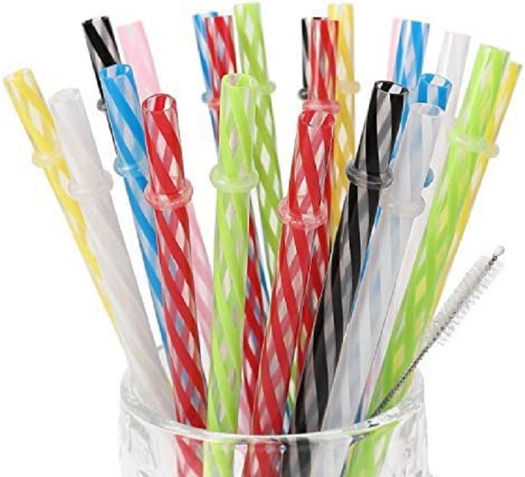 JANYUN 30 Pieces Reusable Bent Plastic Straws,BPA-Free,9