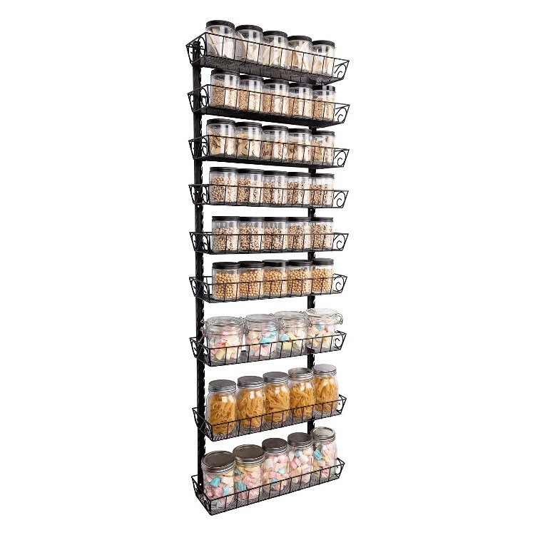 SWOMMOLY Adjustable Wall Mount Spice Rack, 9-Tier Dual-Use, 15.75&quot; x 4.33 x 47.25&quot;