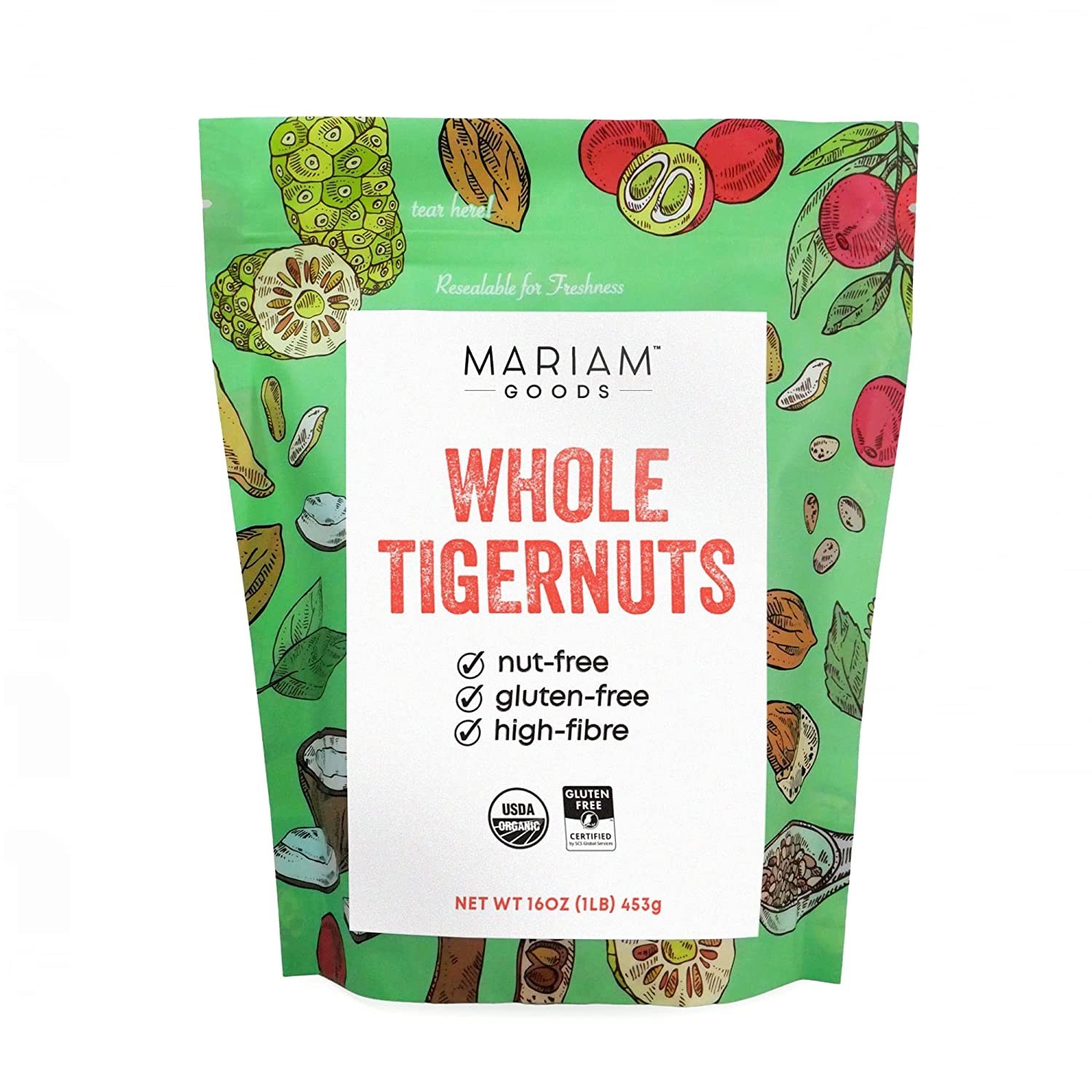 1Lb Organic Peeled Tiger Nuts, Raw, Gluten Free, Non GMO, Paleo Friendly