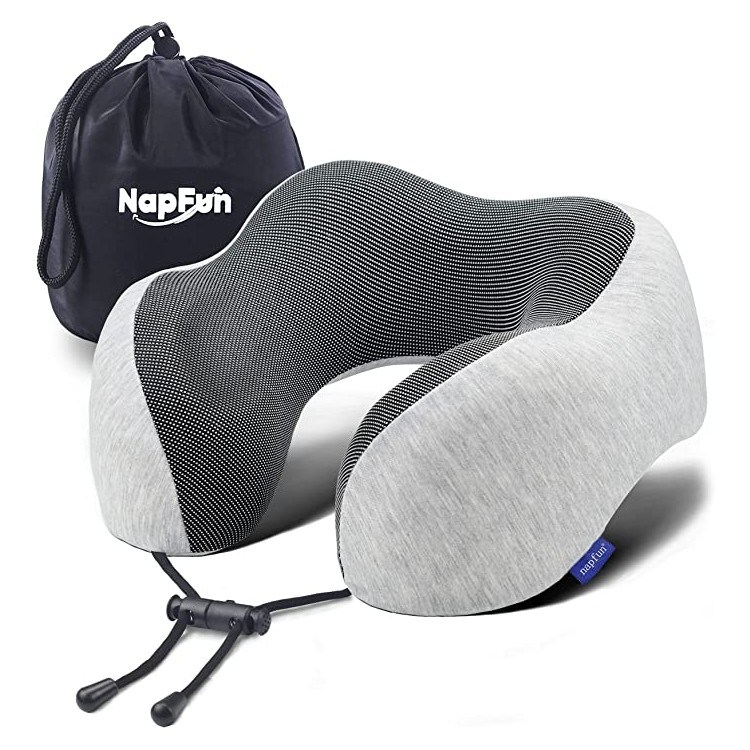  TripGood Neck Pillow for Travel - Extra Upper Back Support -  Back Buckle Strap - Large(16.7 Neck Circumference) - Memory Foam - Blue :  Home & Kitchen