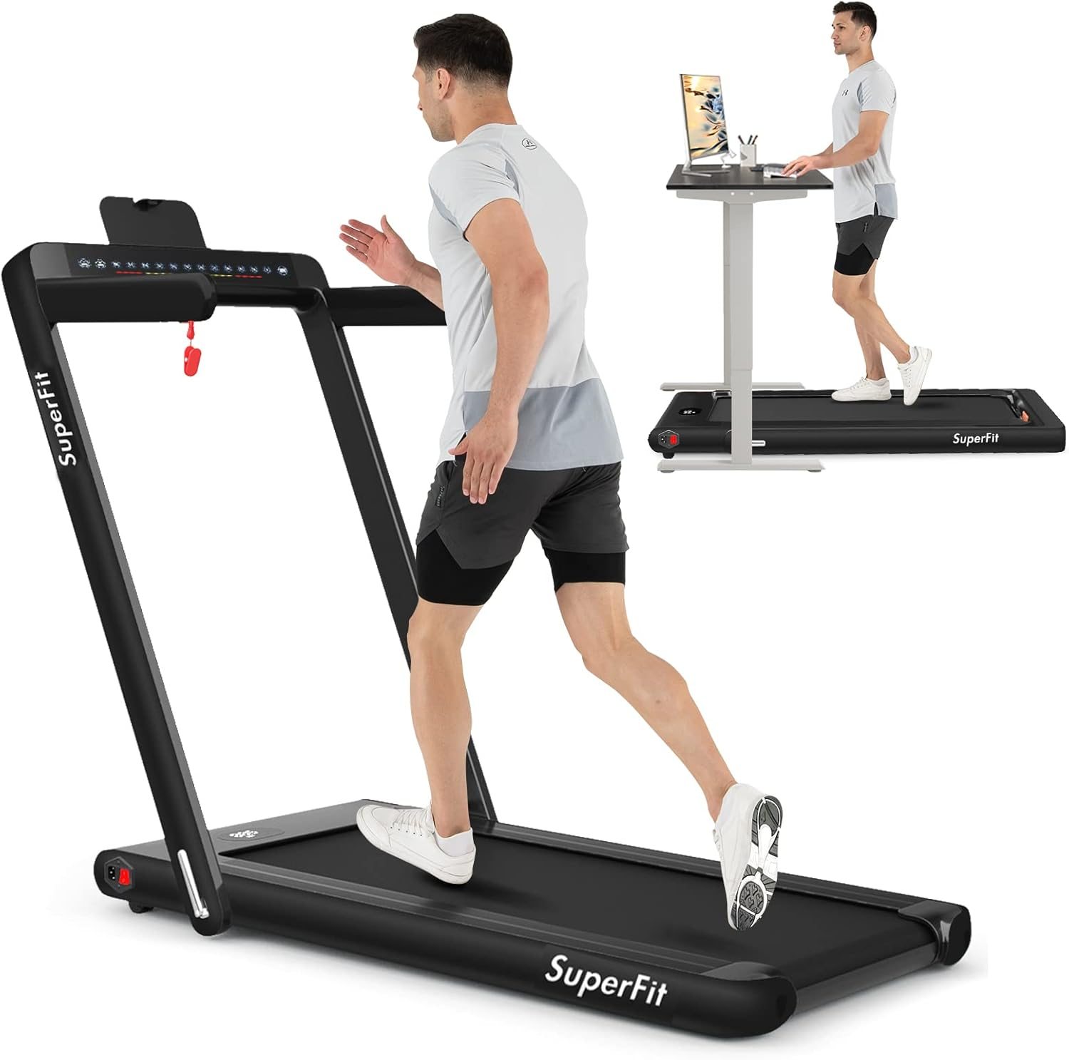 Goplus 2 in 1 Folding Treadmill with Dual Display