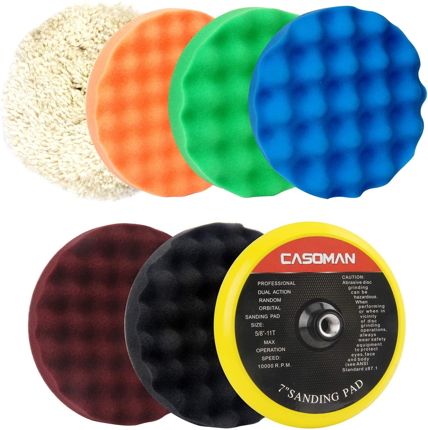 CASOMAN 7&quot; Buffing and Polishing Pad Kit