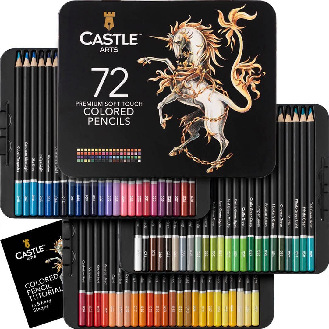 Prismacolor Deluxe Colored Pencil Drawing Kit - 72 Premier Soft Core  Colored Pencils in a gift tin, Pencil Sharpener, Artists Eraser 
