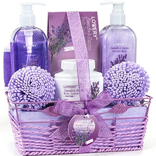 Lovery 8-Piece Lavender and Jasmine Home Spa Set Gift Basket