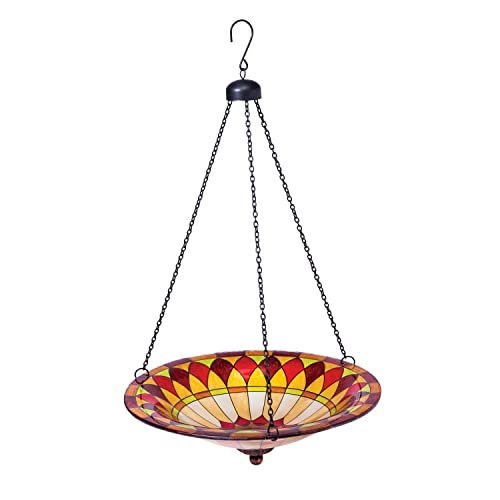 Evergreen Garden Tiffany-Inspired Hanging Birdbath Bowl