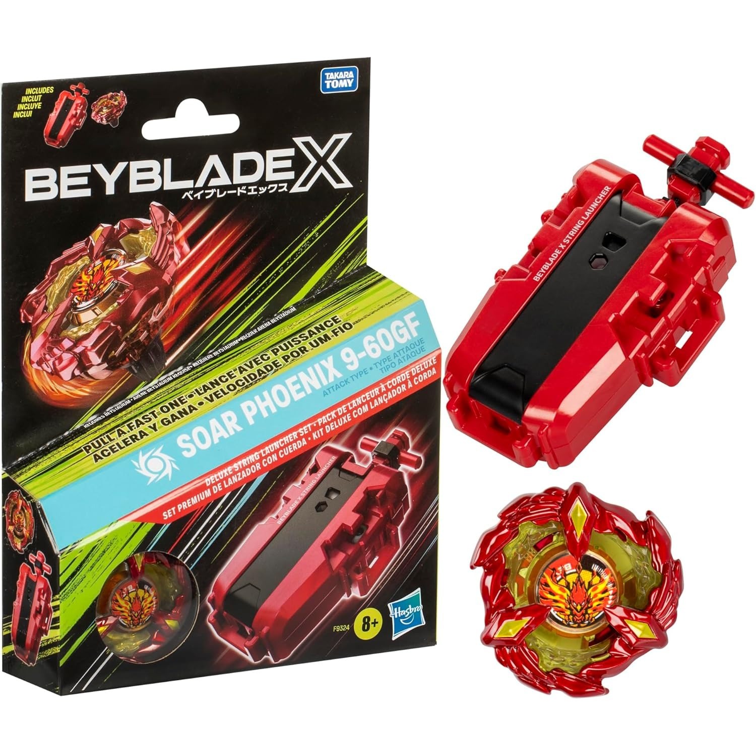 Hasbro Beyblade X Soar Phoenix 9-60GF Deluxe String Launcher Set