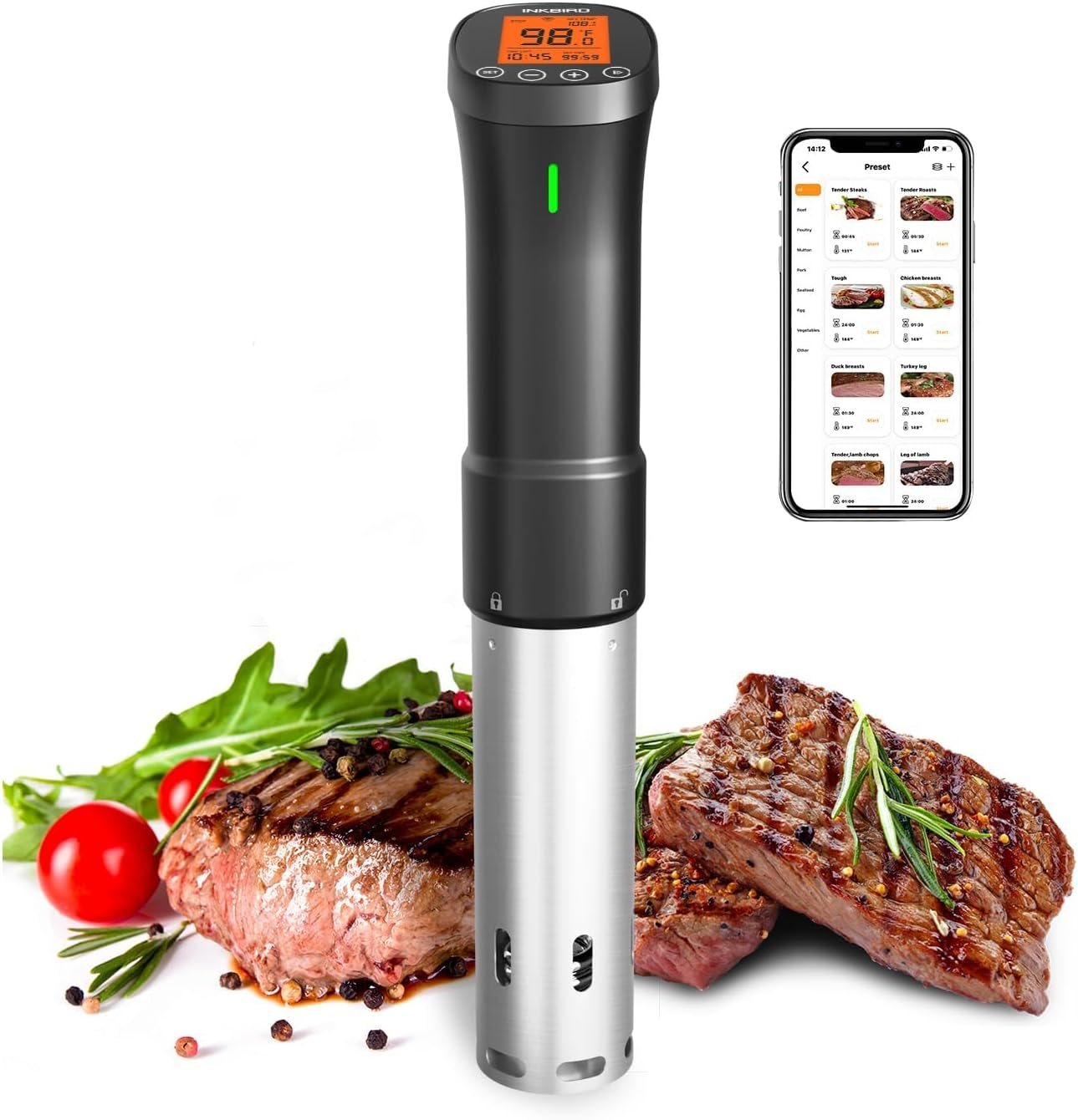 Inkbird 2.4G WiFi Sous Vide Cooker ISV-200W, 1000W