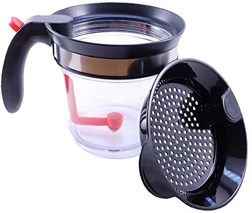 Bellemain 4-Cup Fat Separator/Measuring Cup with Strainer & Fat Stopper / 1  Liter Capacity