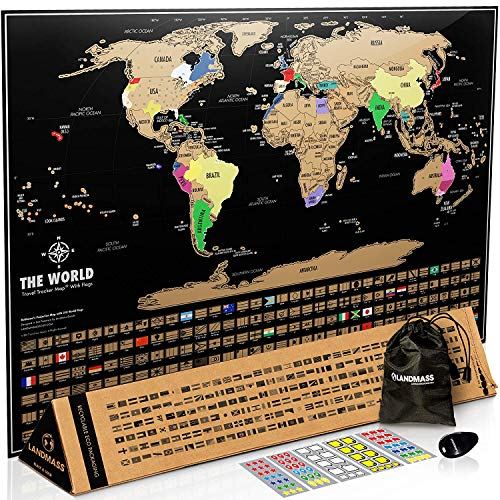 Landmass Goods 17&quot; x 24&quot; Scratch Off Map of the World