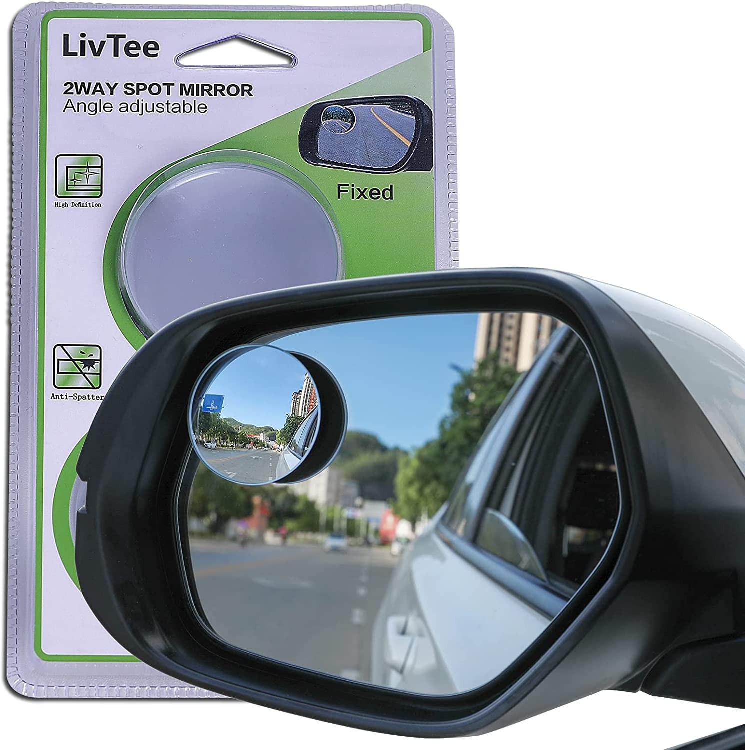 Blind Spot Car Mirror Blu-Ray, 2' Round Wide Angle Adjustable