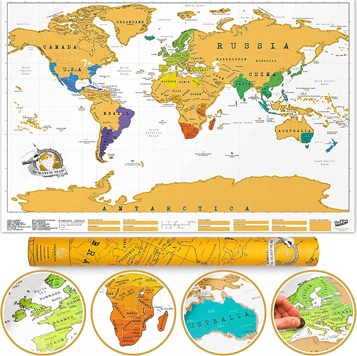 Scratch Map Deluxe World Map Poster Luckies Personal Travel Log Gift