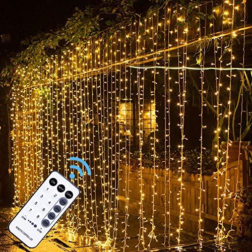  Honche Led Curtain Lights 300 LED 8 Modes USB with Remote for  Home Room Bedroom Wedding Party Christmas Window Wall Decorations Room  Decor (Warm White) : Home & Kitchen
