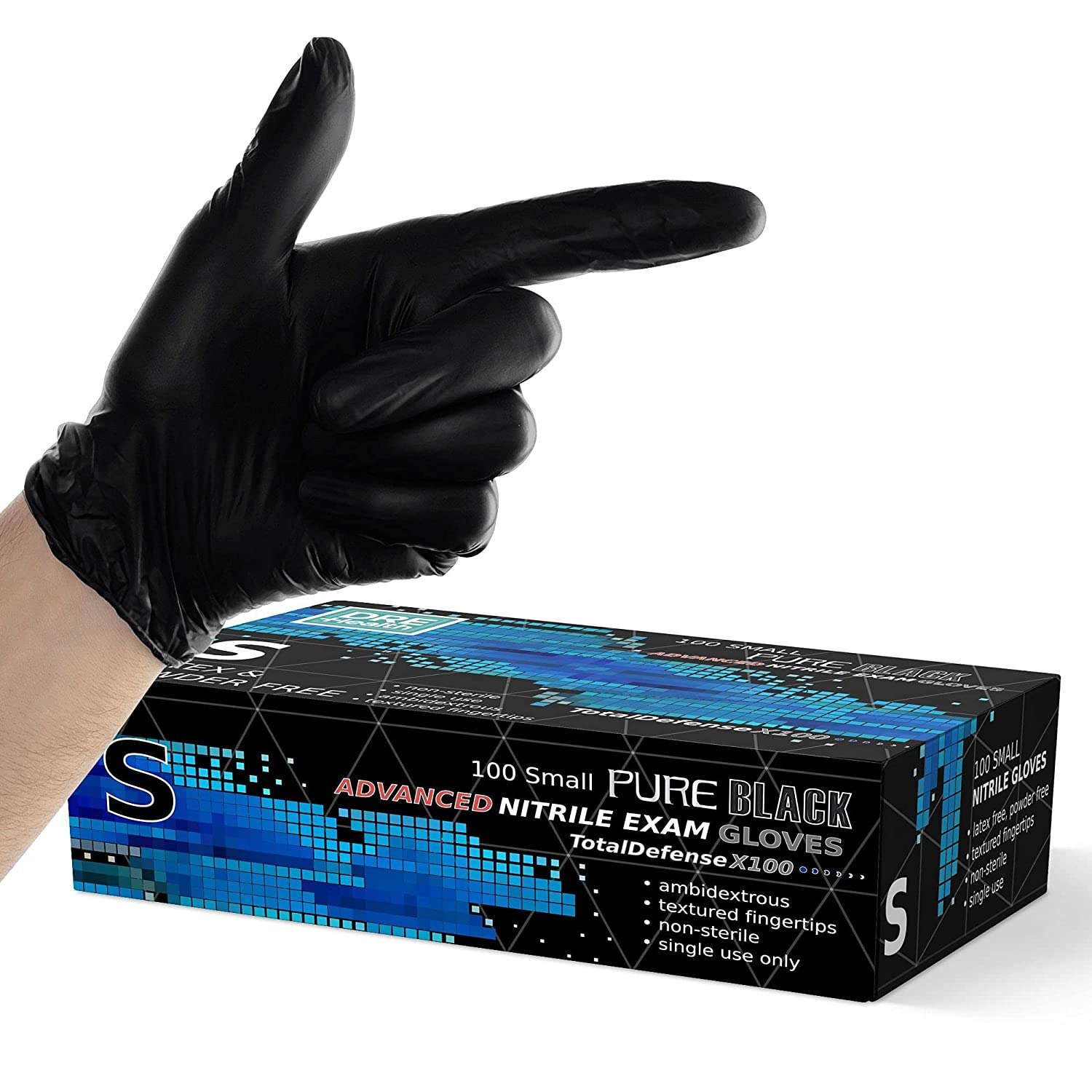 Dre Health Black Powder Free Disposable Nitrile Gloves