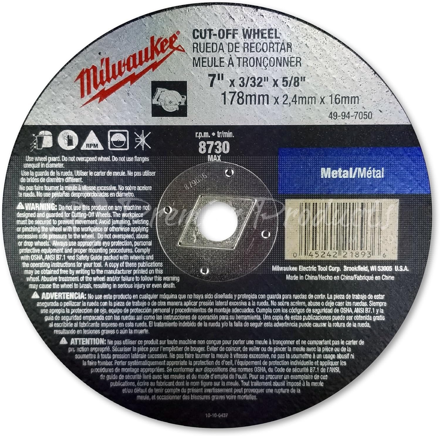 Milwaukee 7&quot; Cut Off Blades