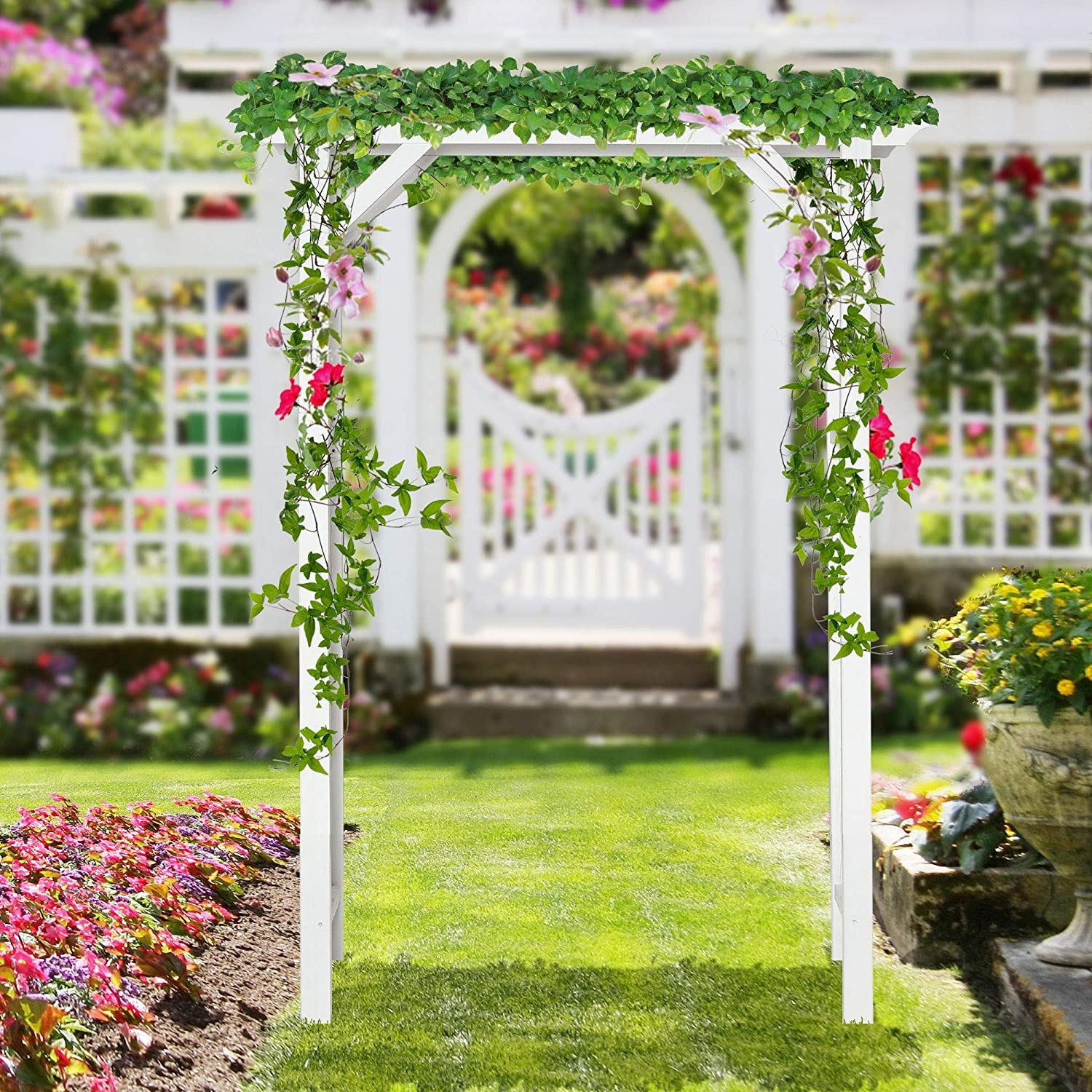 Outsunny Wood Steel Outdoor Garden Arch