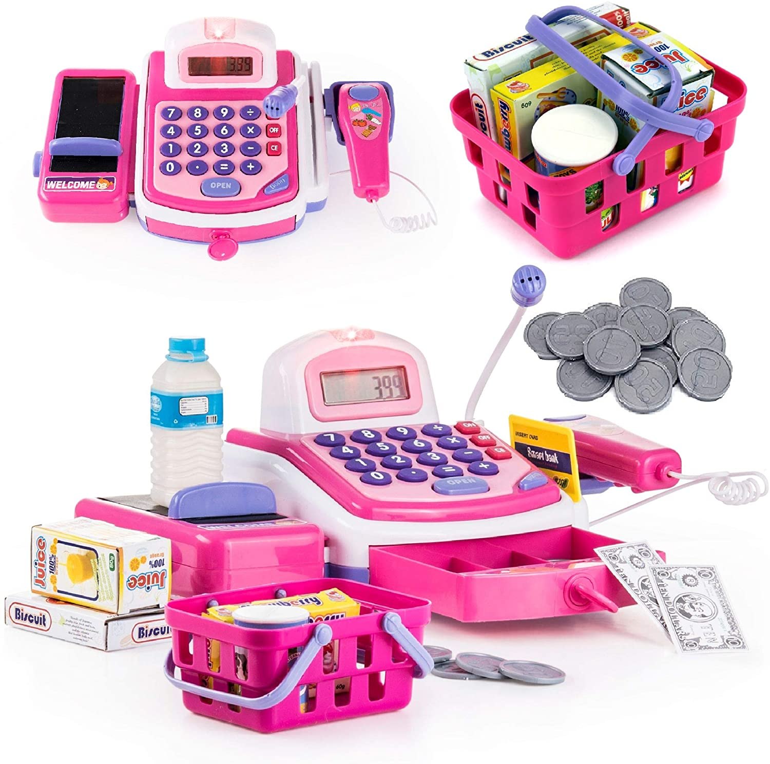 Prextex Pretend Play Electronic Toy Cash Register