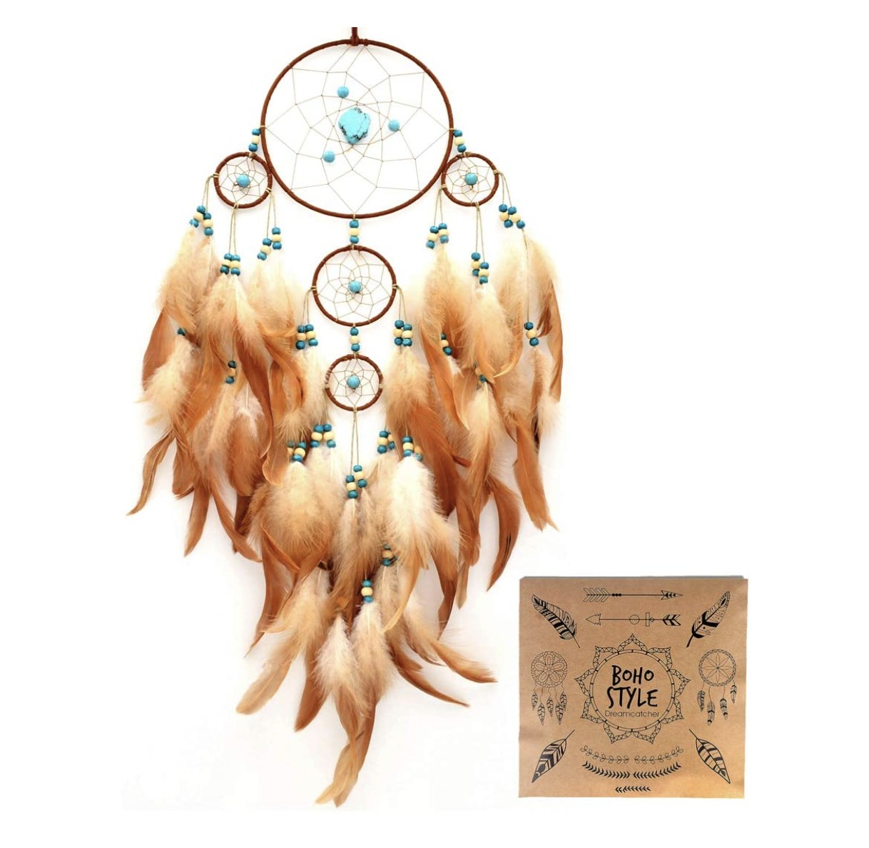 Urdeoms Dream Catcher Wall Decor with Feathers Boho Room Decor Dia 6&quot;