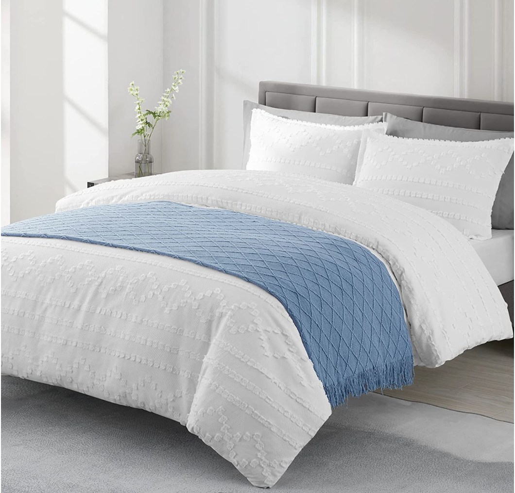 BOURINA Textured Solid Soft Throw Blanket