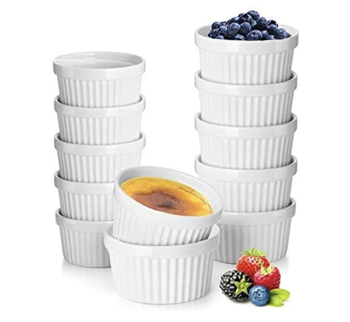 DeeCoo 12-Pack Porcelain Souffle Dish Ramekins