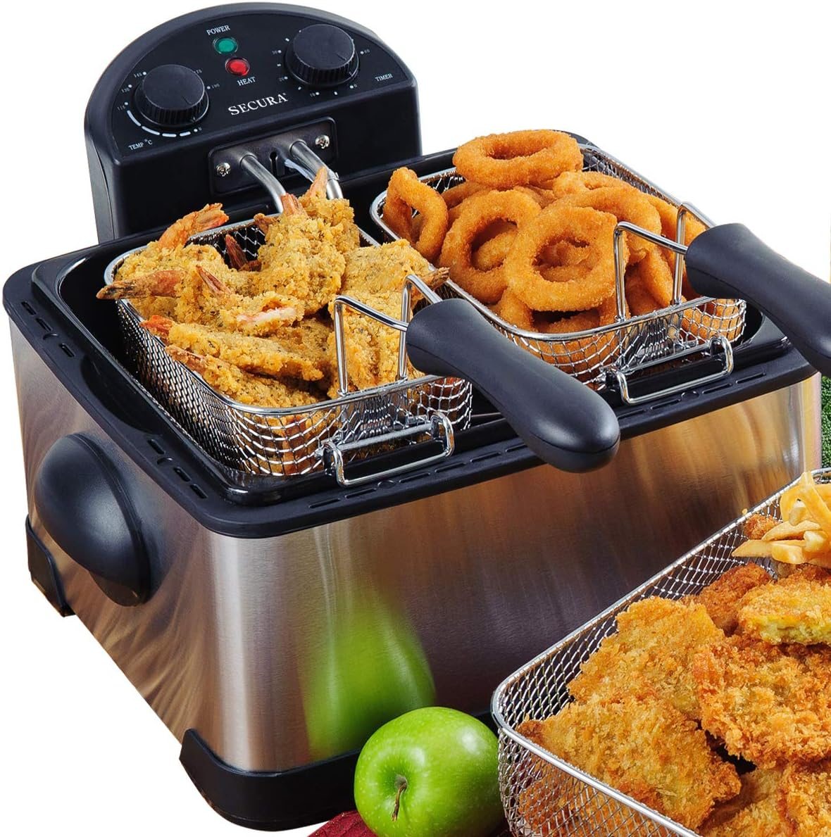 T-Fal Electrics Stainless Steel Deep Fryer with Basket 3.5 Liter Oil  Capacity, 2.6 Pound Food
