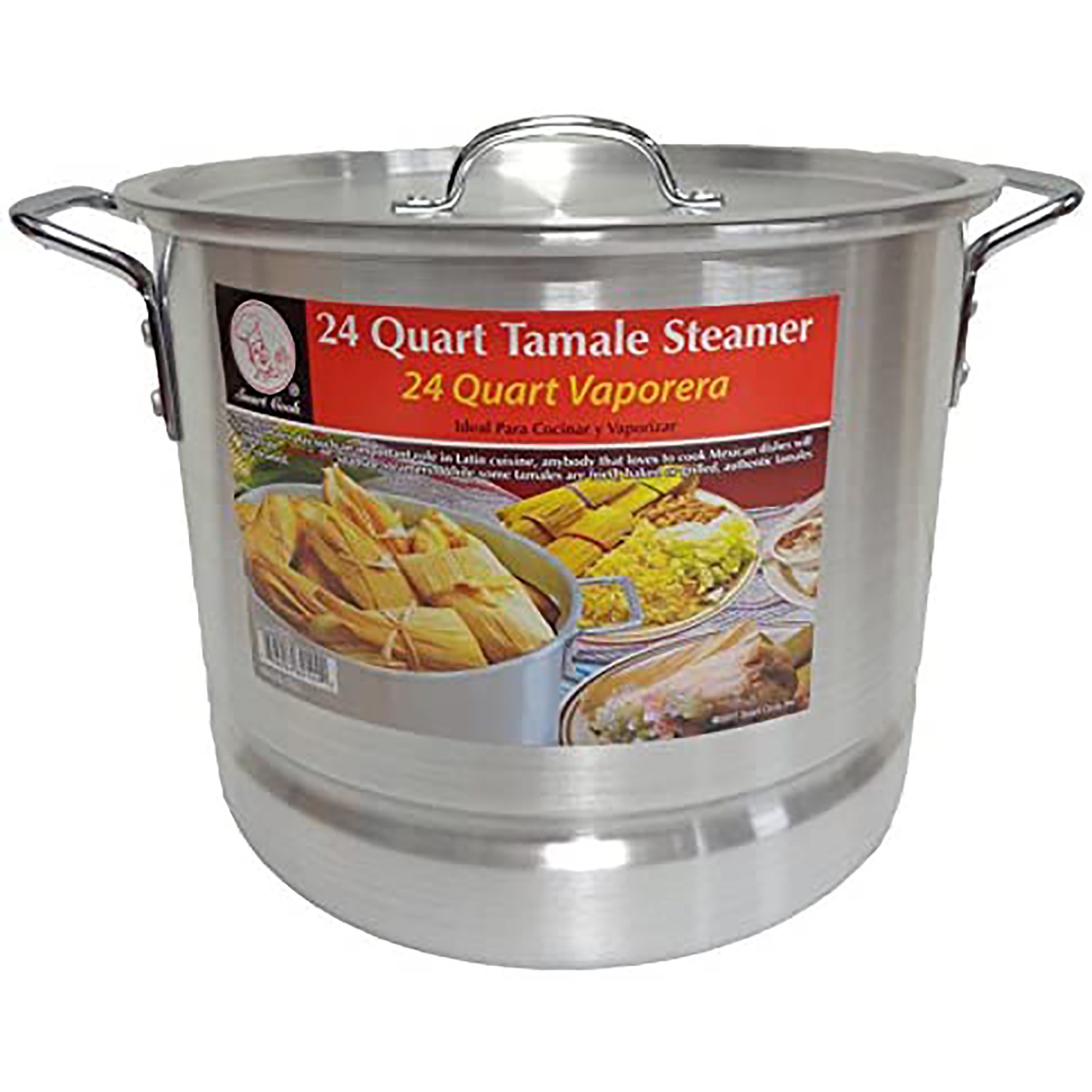 Aluminum Tamale/Steamer Set - 52 quart + 20 quart with steamer insert and  lids.