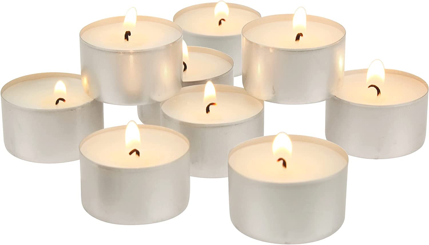 Tea Light Candles - 100 Bulk Pack - White Unscented, Travel Size , 4 Hour