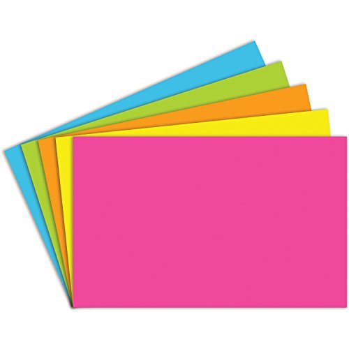 Top Notch Teacher Products 5 x 8" Brite Assorted Index Cards, 100-Pack