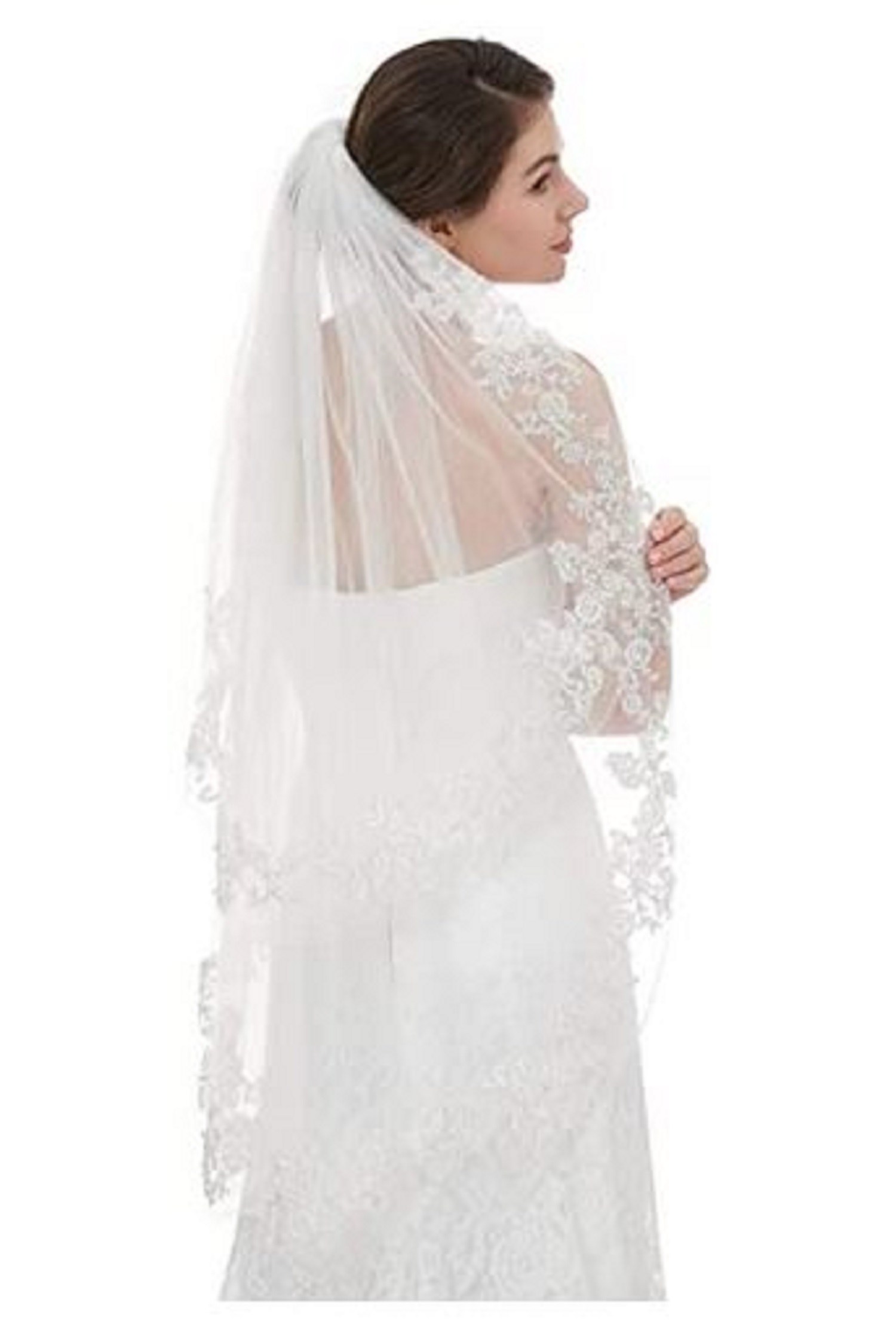 EllieHouse Two-Tier Lace Bridal Veil With Comb
